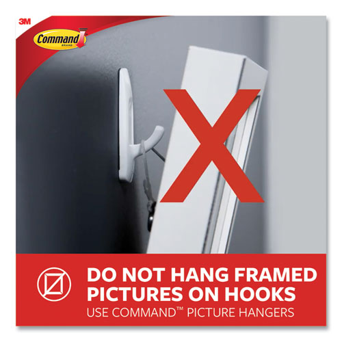 Image of Command General Purpose Hooks, Large, Plastic, White, 5 lb Capacity, 4 Hooks and 6 Strips/Pack