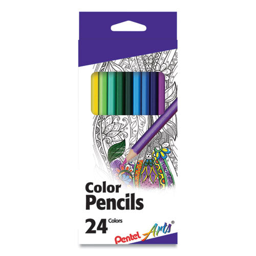 Image of Pentel Arts® Color Pencils, 1.98 mm, H (#3), Assorted Lead and Barrel Colors, 24/Pack