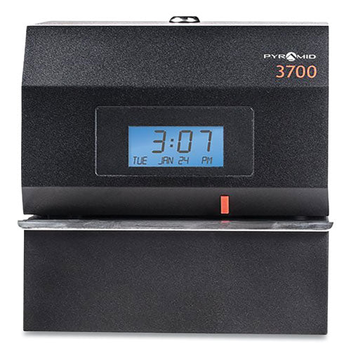 Image of Pyramid Technologies 3700 Heavy-Duty Time Clock And Document Stamp, Lcd Display, Black