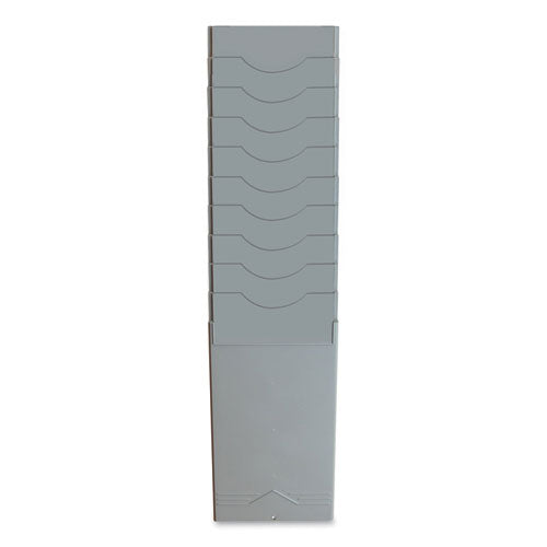 Image of Pyramid Technologies Time Card Rack, 10 Pockets, Plastic, Light Gray