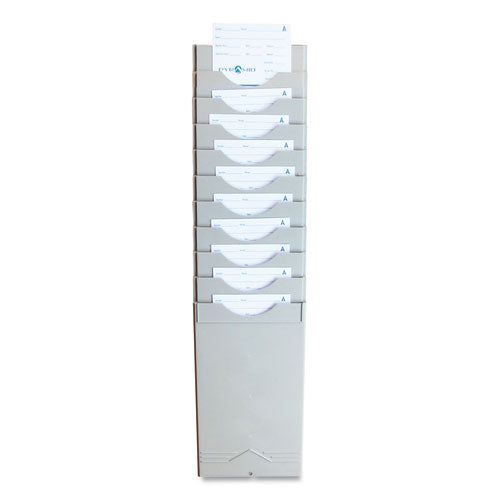 Image of Pyramid Technologies Time Card Rack, 10 Pockets, Plastic, Light Gray