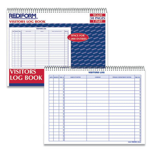 Image of Rediform® Visitors Log Book, Blue/white/red Cover, 11 X 8.5 Sheets, 50 Sheets/book
