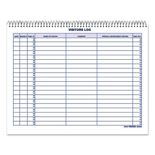 Image of Rediform® Visitors Log Book, Blue/white/red Cover, 11 X 8.5 Sheets, 50 Sheets/book