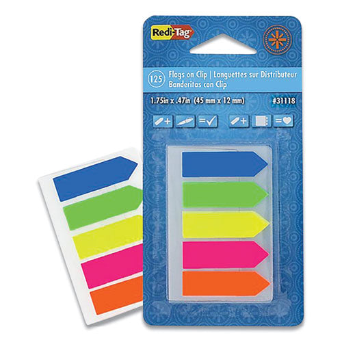 Image of Redi-Tag® Removable Small Arrow Page Flags, Blue, Green, Orange Pink, Yellow, 125/pack