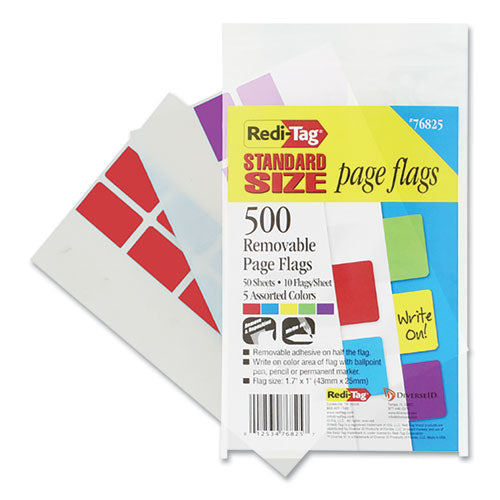 Image of Redi-Tag® Removable Page Flags, Red/blue/green/yellow/purple, 100/color, 500/pack