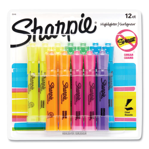 Image of Sharpie® TANK STYLE HIGHLIGHTERS, ASSORTED INK COLORS, CHISEL TIP, ASSORTED BARREL COLORS, DOZEN