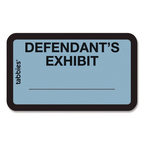 Image of Tabbies® Legal Exhibit Labels, Defendant's Exhibit, 1.63 X 1, Blue, 9/sheet, 28 Sheets/pack, 252 Labels/pack