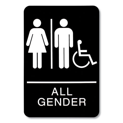 Image of Headline® Sign Ada Sign, All Gender/wheelchair Accessible Tactile Symbol, Plastic, 6 X 9, Black/white