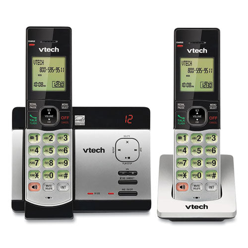 Image of Vtech® Cs5129-2 Two-Handset Cordless Telephone System, Dect 6.0, Silver/black
