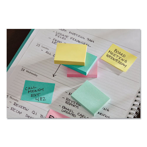 Image of Post-it® Notes Original Pads in Beachside Cafe Collection Colors, 1.38" x 1.88", 100 Sheets/Pad, 12 Pads/Pack