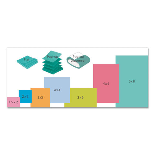 Image of Post-it® Notes Original Pads in Beachside Cafe Collection Colors, 1.38" x 1.88", 100 Sheets/Pad, 12 Pads/Pack