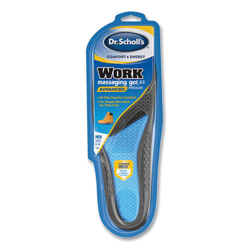 Image of Dr. Scholl's® Comfort And Energy Work Massaging Gel Insoles, Men Sizes 8 To 14, Black/blue, Pair