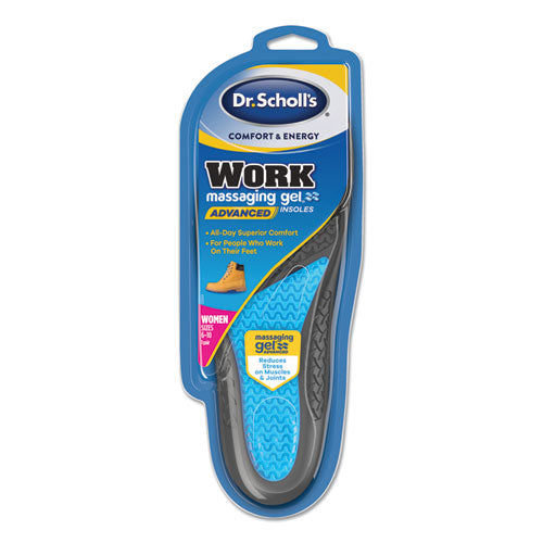 Image of Dr. Scholl's® Comfort And Energy Work Massaging Gel Insoles, Women Sizes 6 To 11, Black/blue, Pair