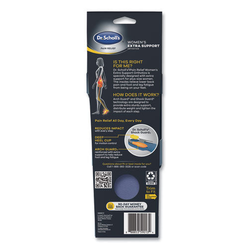 Image of Dr. Scholl's® Pain Relief Extra Support Orthotic Insoles, Women Sizes 6 To 11, Gray/blue/orange/yellow, Pair