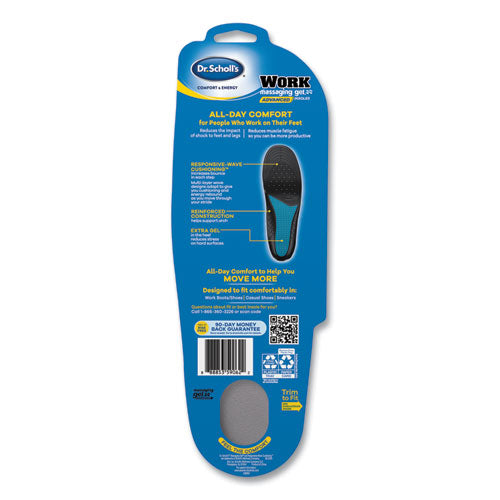 Image of Dr. Scholl's® Comfort And Energy Work Massaging Gel Insoles, Men Sizes 8 To 14, Black/blue, Pair