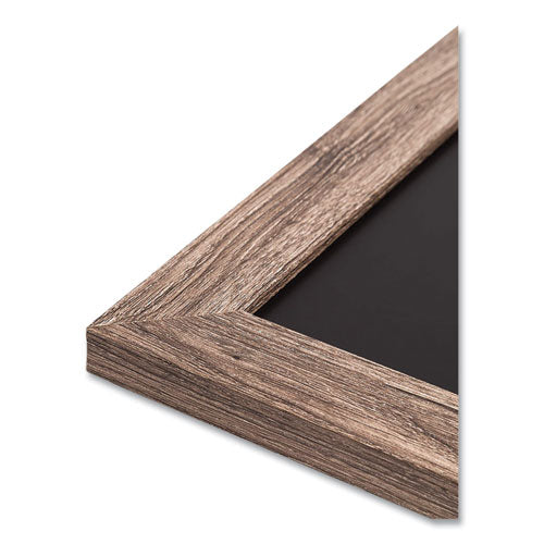 Image of U Brands Magnetic Chalkboard with Rustic Frame, 36" x 24" (Actual Size: 35" x 23"), Black Surface, Brown Wood Frame