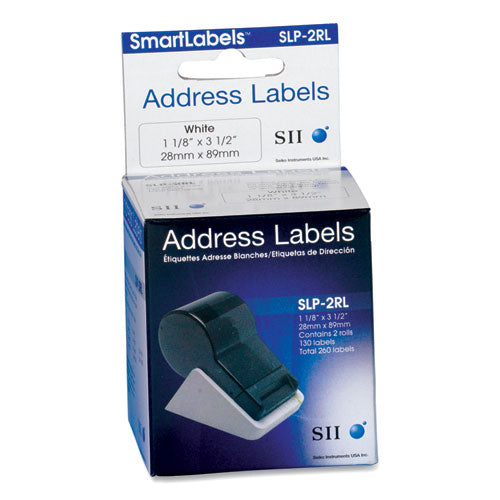 Image of Seiko Slp-2rl Self-Adhesive Address Labels, 1.12" X 3.5", White, 130 Labels/roll, 2 Rolls/box