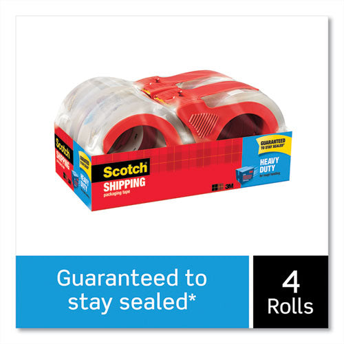Image of Scotch® 3850 Heavy-Duty Packaging Tape With Dispenser, 3" Core, 1.88" X 54.6 Yds, Clear, 4/pack