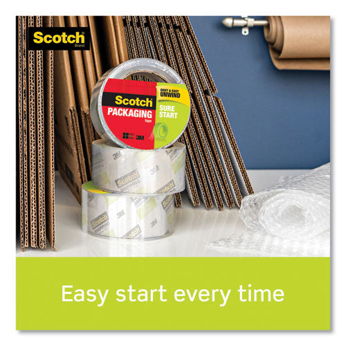 Image of Scotch® Sure Start Packaging Tape With Dispenser, 3" Core, 1.88" X 38.2 Yds, Clear