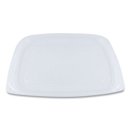 Image of World Centric® PLA Rectangular Deli Container Lids, 6.5 x 7.5 x 0.3, Clear, Plastic, 600/Carton