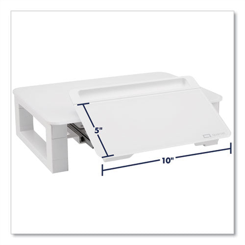 Image of Quartet® Adjustable Height Desktop Glass Monitor Riser With Dry-Erase Board, 14 X 10.25 X 2.5 To 5.25, White, Supports 100 Lb