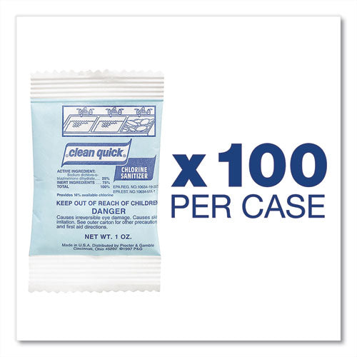 Image of Clean Quick® Powdered Chlorine-Based Sanitizer, 1oz Packet, 100/carton