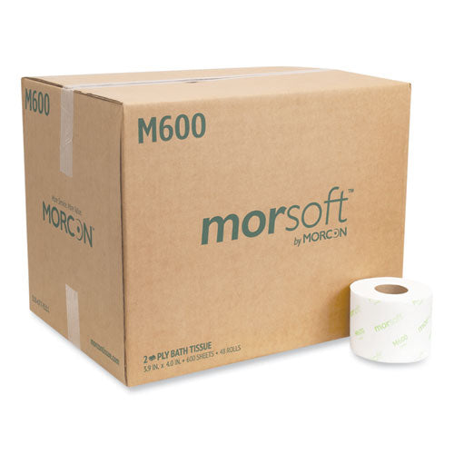 Image of Morcon Tissue Morsoft Controlled Bath Tissue, Septic Safe, 2-Ply, White, 600 Sheets/Roll, 48 Rolls/Carton