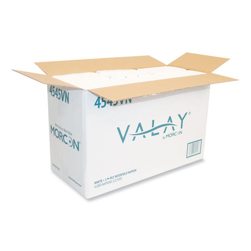Image of Morcon Tissue Valay Interfolded Napkins, 1-Ply, White, 6.5 X 8.25, 6,000/carton