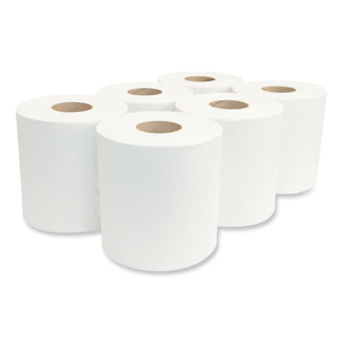 Image of Morcon Tissue Morsoft Center-Pull Roll Towels, 2-Ply, 6.9" dia, White, 600 Sheets/Roll, 6 Rolls/Carton