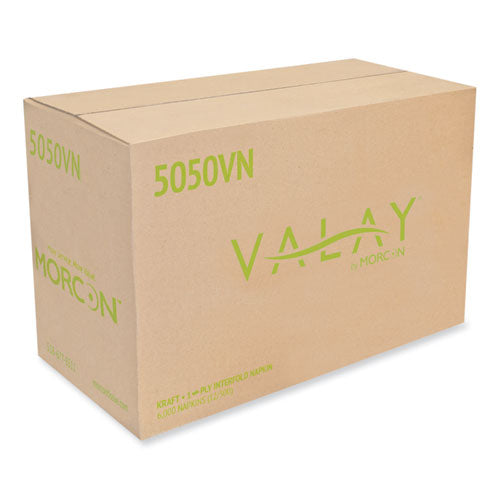 Image of Morcon Tissue Valay Interfolded Napkins, 1-Ply, 6.3 X 8.85, Kraft, 6,000/carton