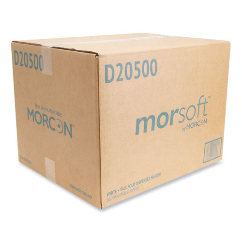 Image of Morcon Tissue Morsoft Dispenser Napkins, 1-Ply, 6 x 13, White, 500/Pack, 20 Packs/Carton