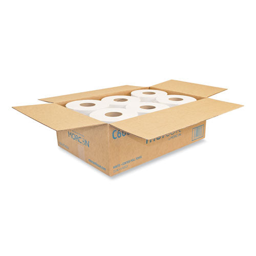 Image of Morcon Tissue Morsoft Center-Pull Roll Towels, 2-Ply, 6.9" dia, White, 600 Sheets/Roll, 6 Rolls/Carton