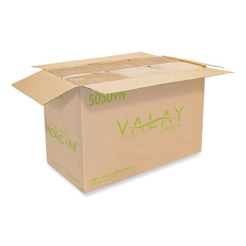 Image of Morcon Tissue Valay Interfolded Napkins, 1-Ply, 6.3 X 8.85, Kraft, 6,000/carton