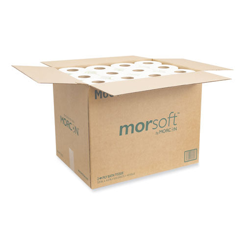 Image of Morcon Tissue Morsoft Controlled Bath Tissue, Septic Safe, 2-Ply, White, 600 Sheets/Roll, 48 Rolls/Carton