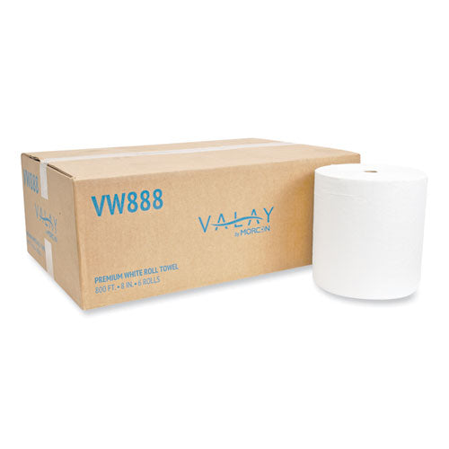 Image of Morcon Tissue Valay Proprietary Roll Towels, 1-Ply, 8" X 800 Ft, White, 6 Rolls/carton