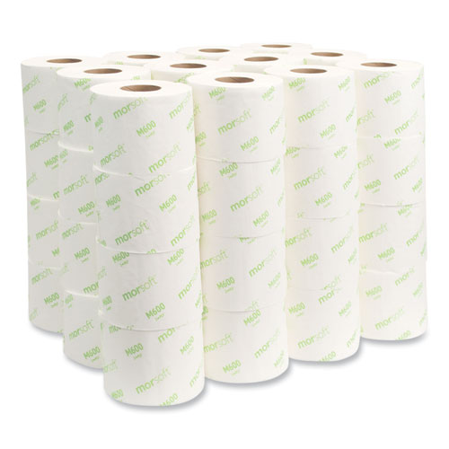 Image of Morcon Tissue Morsoft Controlled Bath Tissue, Septic Safe, 2-Ply, White, 600 Sheets/Roll, 48 Rolls/Carton