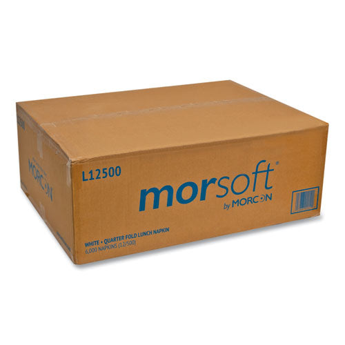 Image of Morcon Tissue Morsoft 1/4 Fold Lunch Napkins, 1 Ply, 11.8" X 11.8", White, 6,000/carton