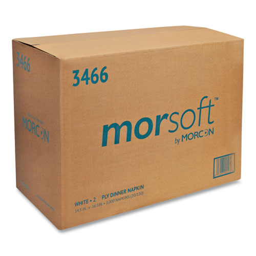 Image of Morcon Tissue Morsoft Dinner Napkins, 2-Ply, 14.5 X 16.5, White, 3,000/carton