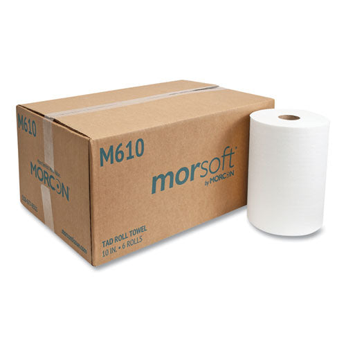 Image of Morcon Tissue 10 Inch TAD Roll Towels, 1-Ply, 10" x 500 ft, White, 6 Rolls/Carton