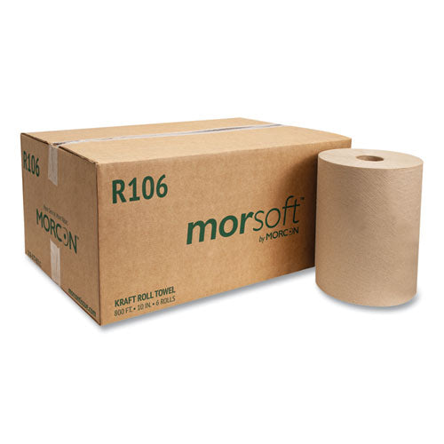 Image of Morcon Tissue 10 Inch Roll Towels, 1-Ply, 10" X 800 Ft, Kraft, 6 Rolls/carton