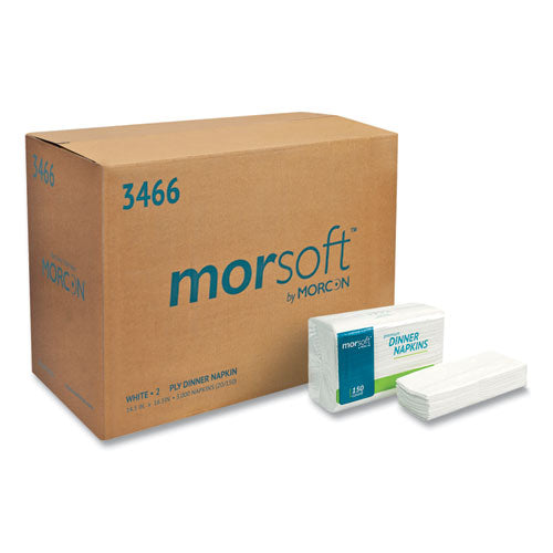 Image of Morcon Tissue Morsoft Dinner Napkins, 2-Ply, 14.5 X 16.5, White, 3,000/carton
