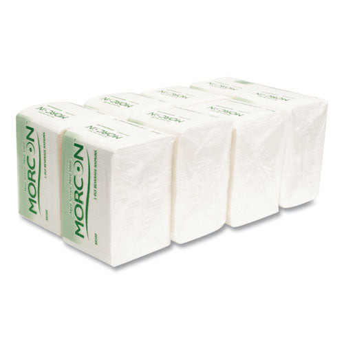 Image of Morcon Tissue Morsoft Beverage Napkins, 9 X 9/4, White, 500/pack, 8 Packs/carton
