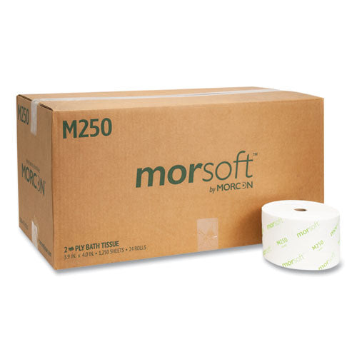 Image of Morcon Tissue Small Core Bath Tissue, Septic Safe, 2-Ply, White, 1,250/Roll, 24 Rolls/Carton