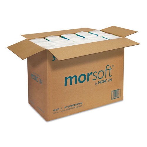 Image of Morcon Tissue Morsoft Dinner Napkins, 2-Ply, 14.5 X 16.5, White, 3,000/carton