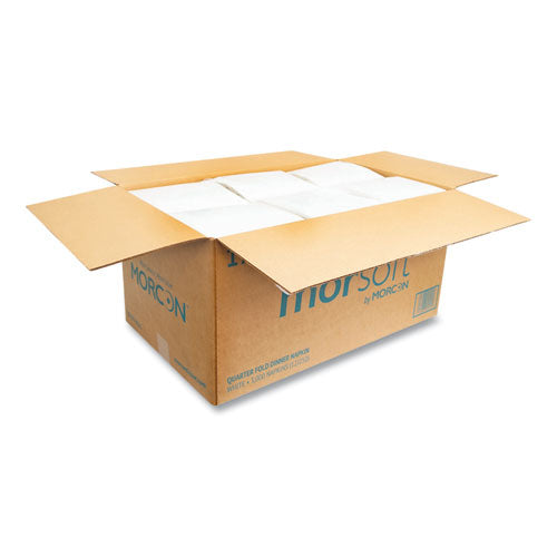 Image of Morcon Tissue Morsoft Dinner Napkins, 1-Ply, 16 x 16, White, 250/Pack, 12 Packs/Carton