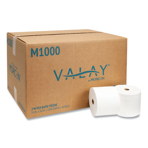 Image of Morcon Tissue Small Core Bath Tissue, Septic Safe, 2-Ply, White, 1,000 Sheets/Roll, 36 Rolls/Carton