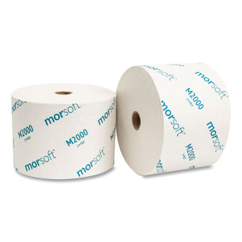 Image of Morcon Tissue Small Core Bath Tissue, Septic Safe, 1-Ply, White, 2,000 Sheets/Roll, 24 Rolls/Carton