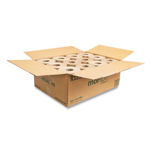 Image of Morcon Tissue Morsoft Universal Roll Towels, 1-Ply, 8" x 350 ft, Brown, 12 Rolls/Carton
