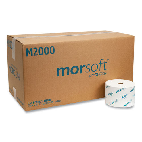 Image of Morcon Tissue Small Core Bath Tissue, Septic Safe, 1-Ply, White, 2,000 Sheets/Roll, 24 Rolls/Carton