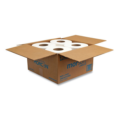 Image of Morcon Tissue Jumbo Bath Tissue, Septic Safe, 2-Ply, White, 3.3" x 500 ft, 12/Carton